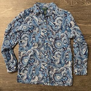 Ralph Lauren Blue Paisley Button Down Shirt